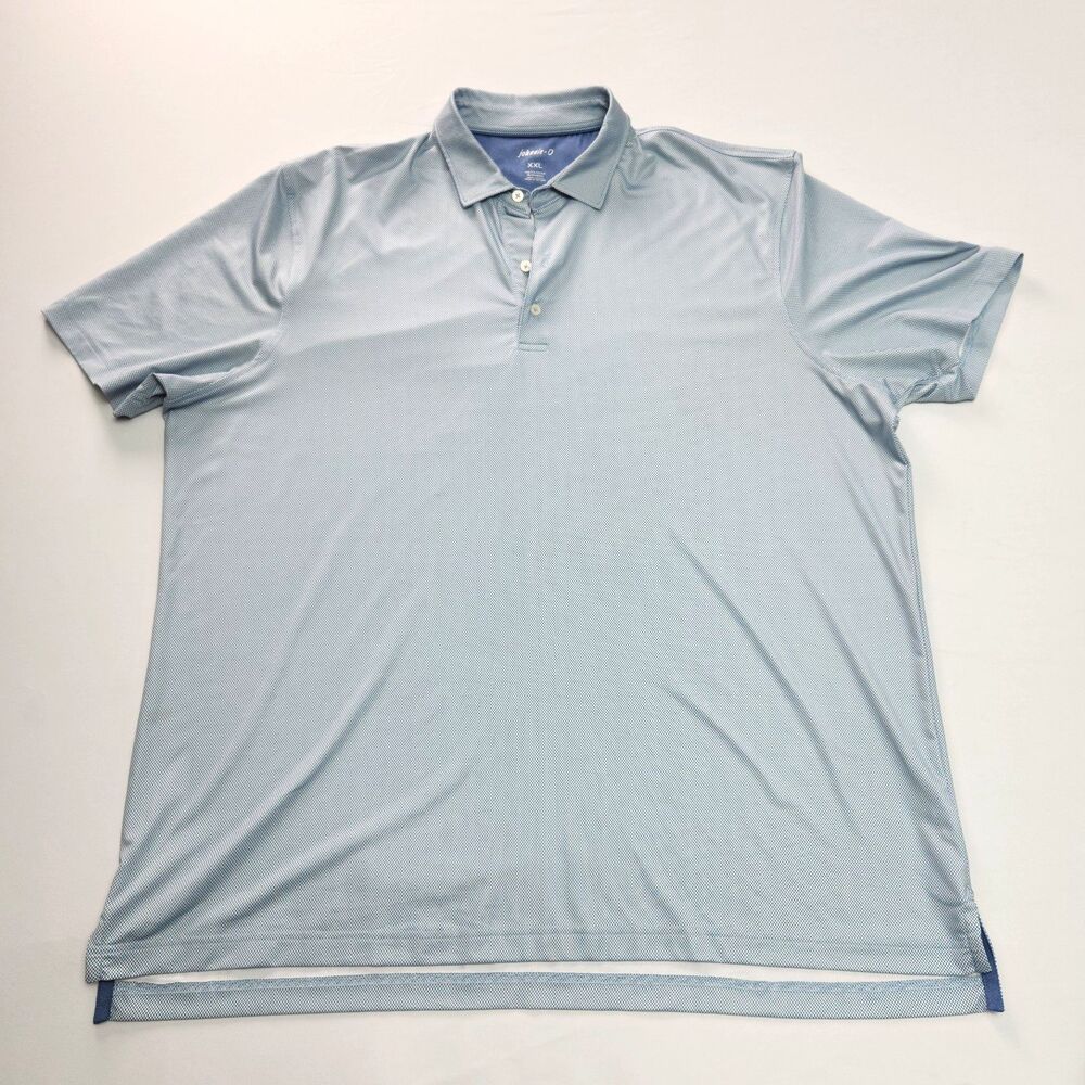 Johnnie-O Polo Shirt Men 2XL Blue Geo Print Stretch Golf Performance Classic